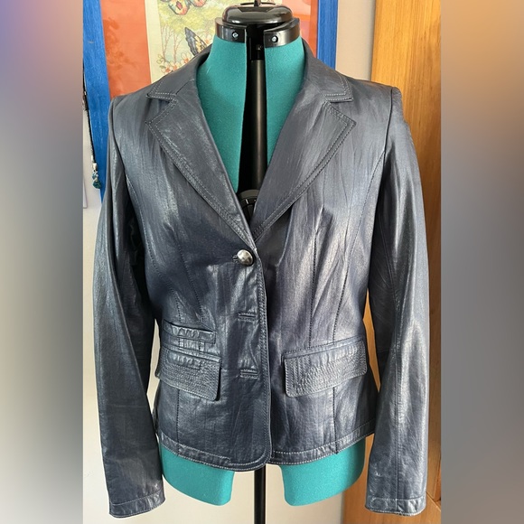 Vintage Leather Blazer - Picture 1 of 9